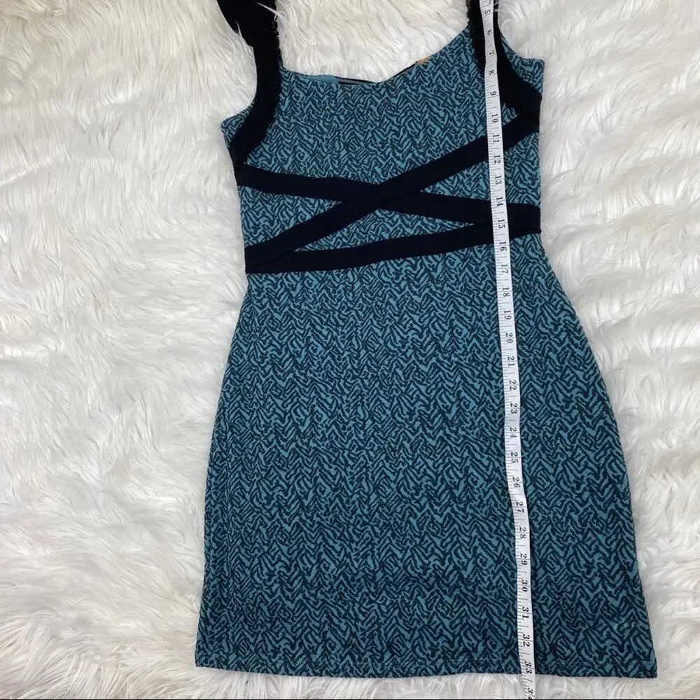 Free People Women's Blue Mini Bodycon Dress Size S Cutout‎ Back Y2K Night Luxe